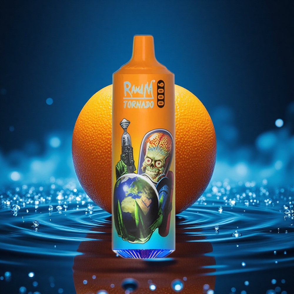 RandM Fumot Tornado 9000 Puffs Naranjada Tornado de Malla con Pantalla RGB