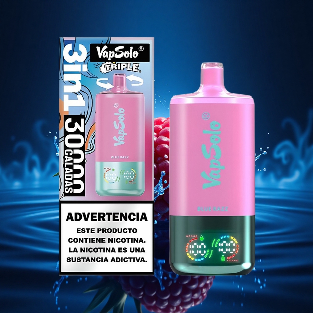 Vapsolo Triple 30000 Puffs Azul Frambuesa Triple 40ml Type-C