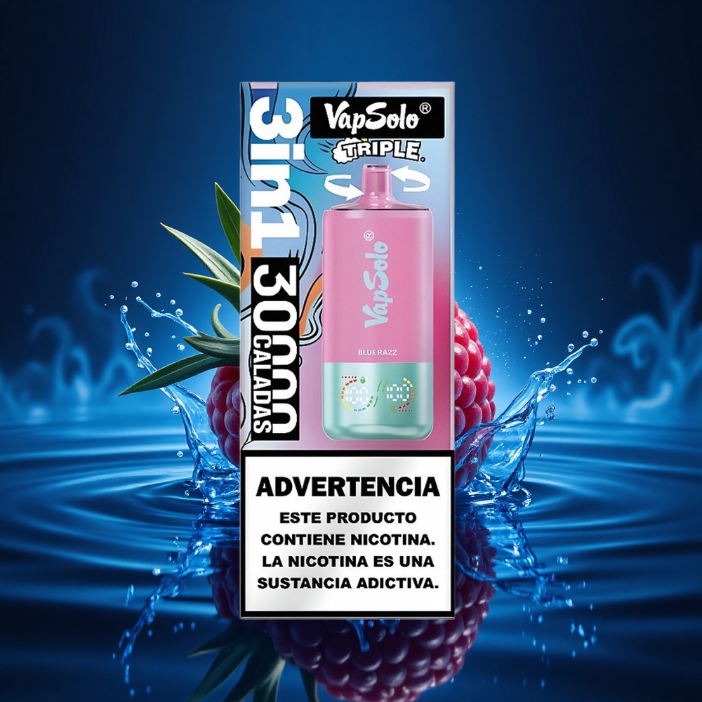 Vapsolo Triple 30000 Puffs Azul Frambuesa Triple 40ml Type-C