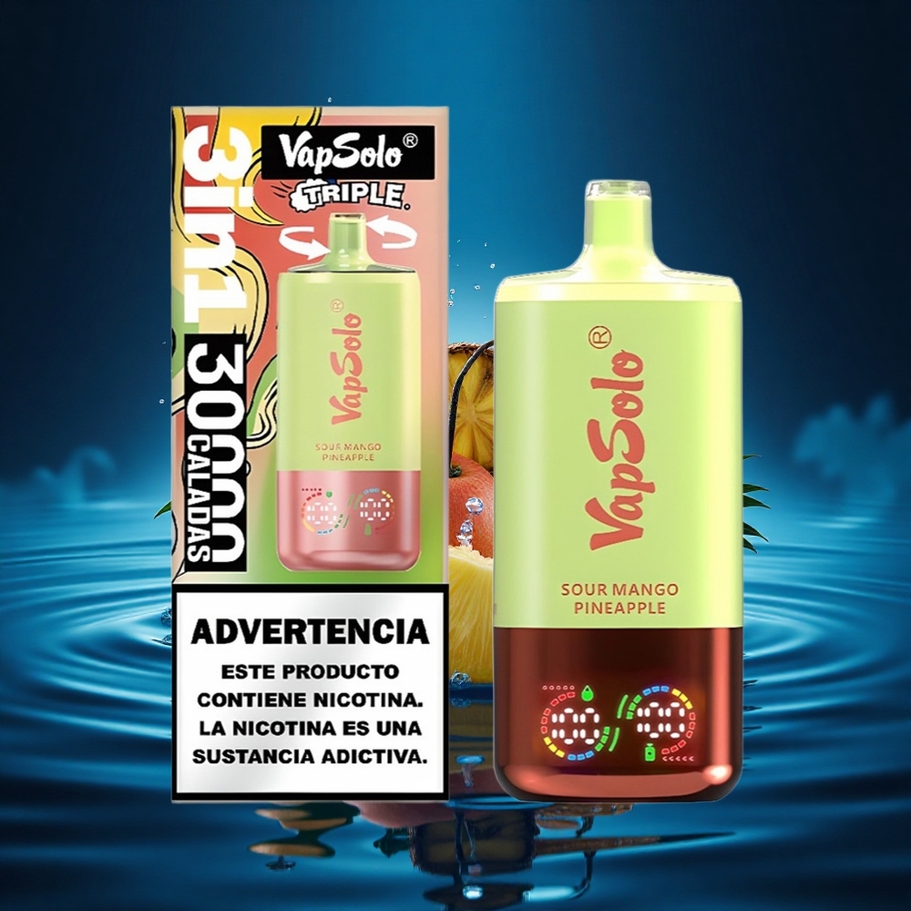 Vapsolo Triple 30000 Puffs Mango Piña Ácido Triple 40ml Tipo-C