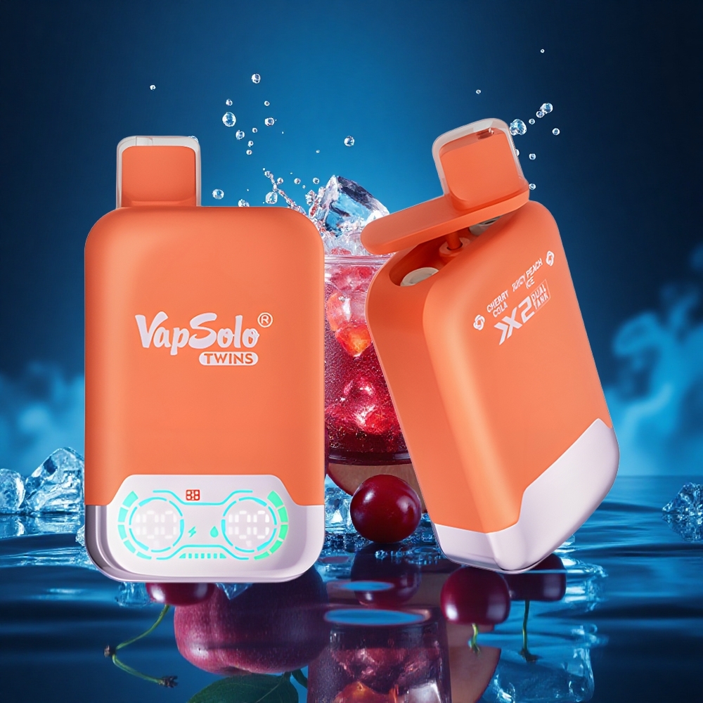 Vapsolo Twins 20000 Puffs Cola Cereza & Melocotón Jugoso Hielo con 40 ml y Tipo-C