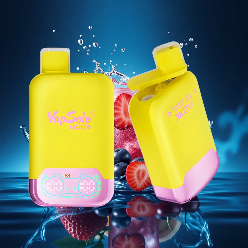 Vapsolo Twins 20000 Puffs Fresa Plátano & Cereza Burbujeante con 40 ml y Tipo-C
