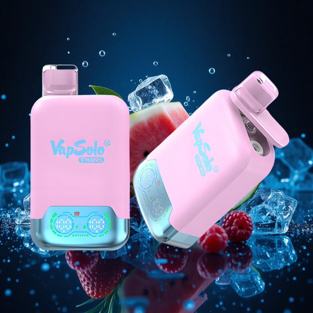 Vapsolo Twins 20000 Puffs Fruta del Dragón Hielo Negro Fresa & Frambuesa Sandía con 40 ml y Tipo-C