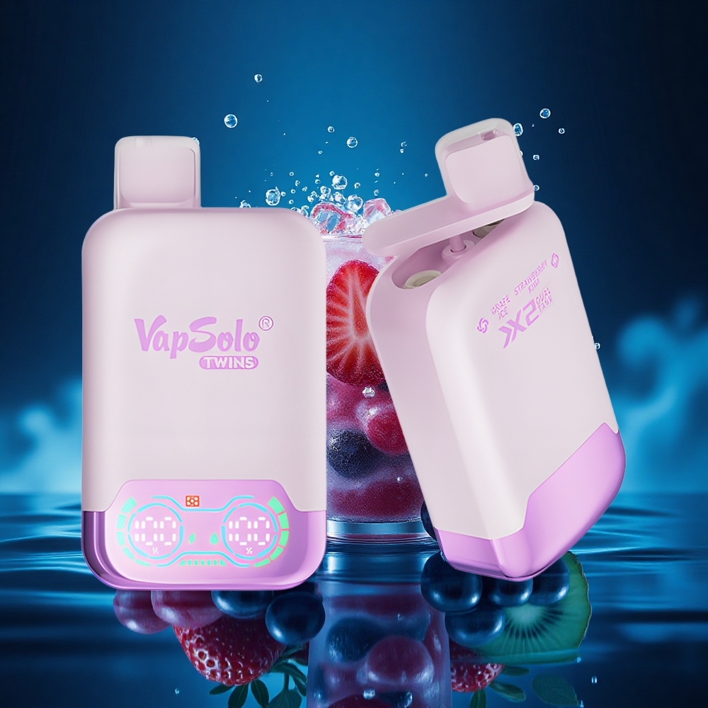 Vapsolo Twins 20000 Puffs Helado de Uva & Fresa Kiwi Doble Tanque 40ml Tipo-C