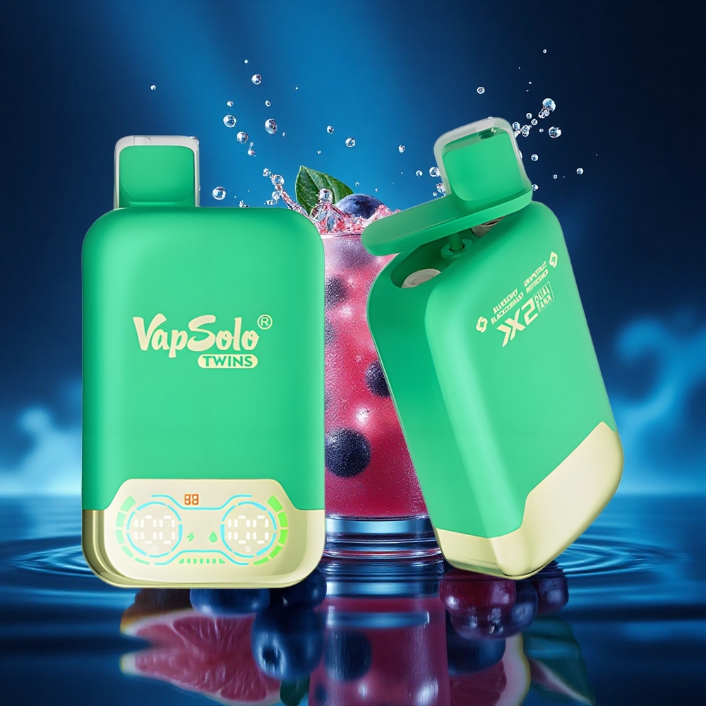 Vapsolo Twins 20000 Puffs Refrescante de Arándano, Grosella Negra y Pomelo con 40 ml y Tipo-C