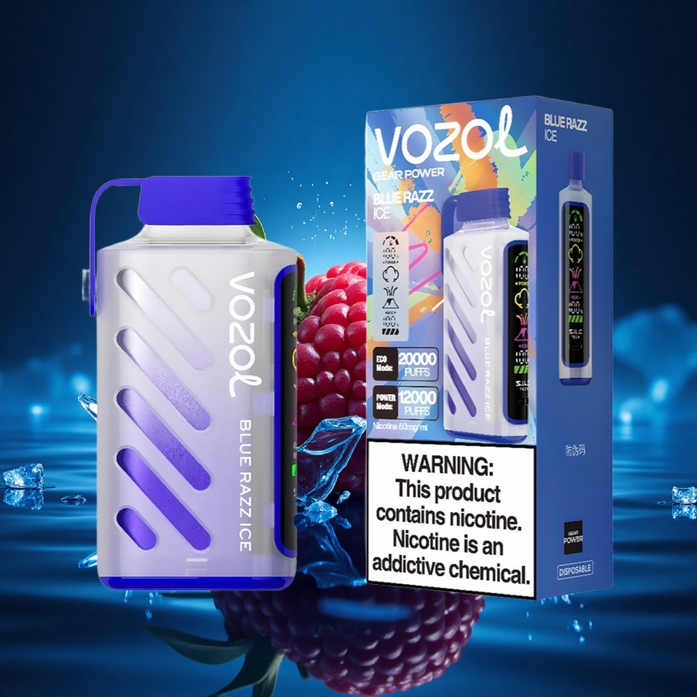 VOZOL Gear Power 20000 Puffs Azul Frambuesa Hielo con Dual Mesh y 20mL