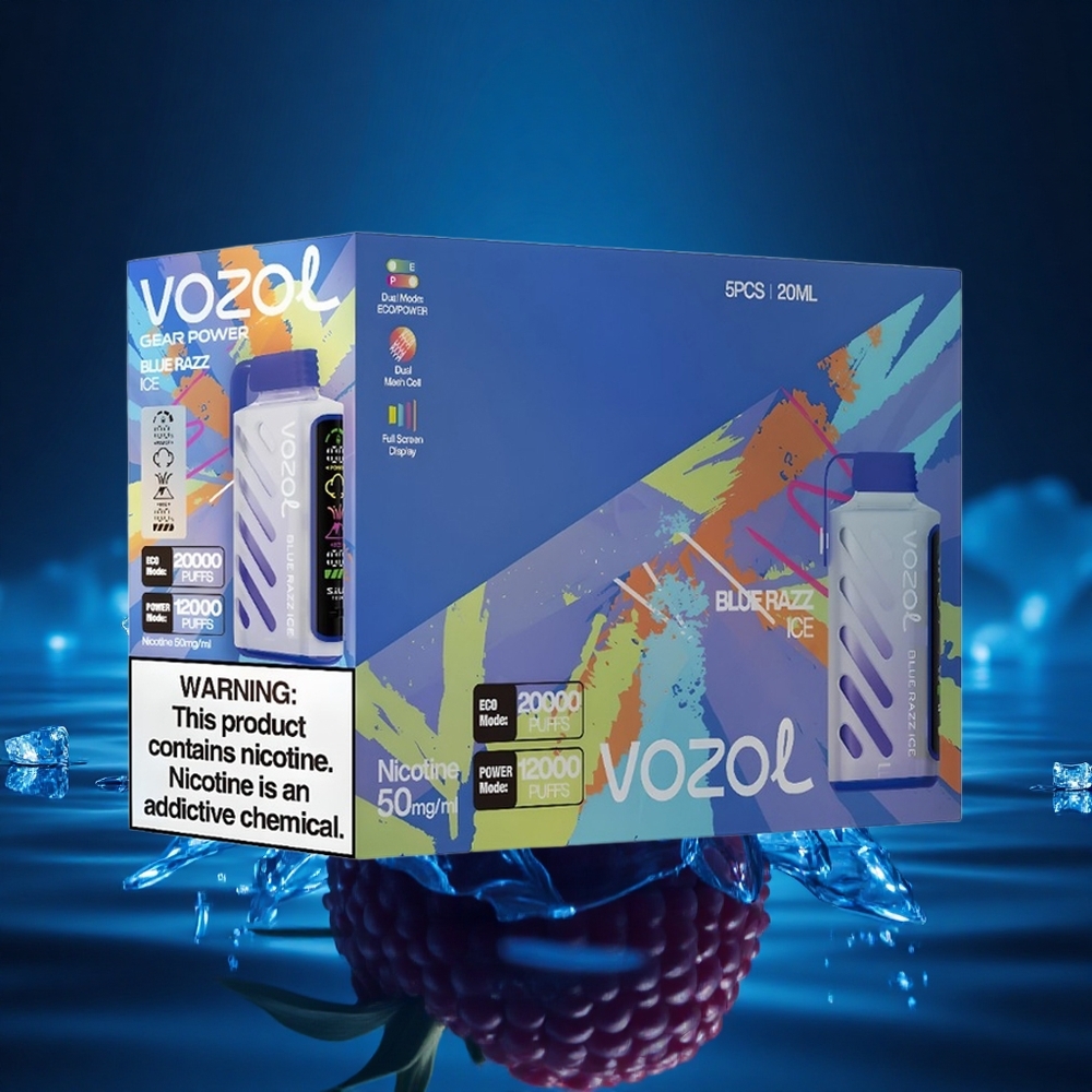 VOZOL Gear Power 20000 Puffs Azul Frambuesa Hielo con Dual Mesh y 20mL