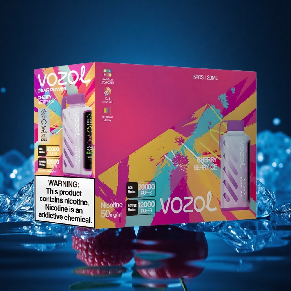 VOZOL Gear Power 20000 Puffs Cereza Baya Hielo con Dual Mesh y 20mL