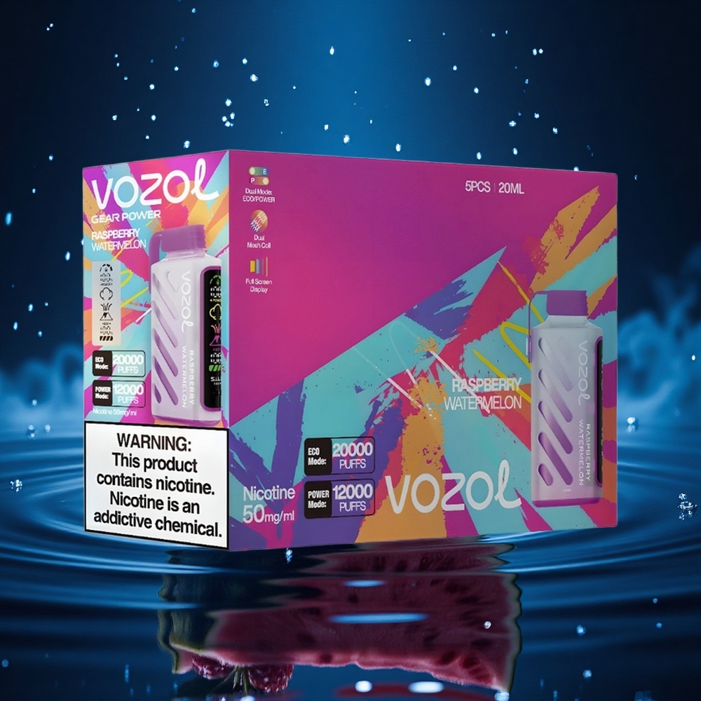 VOZOL Gear Power 20000 Puffs Frambuesa Sandía con Dual Mesh y 20mL