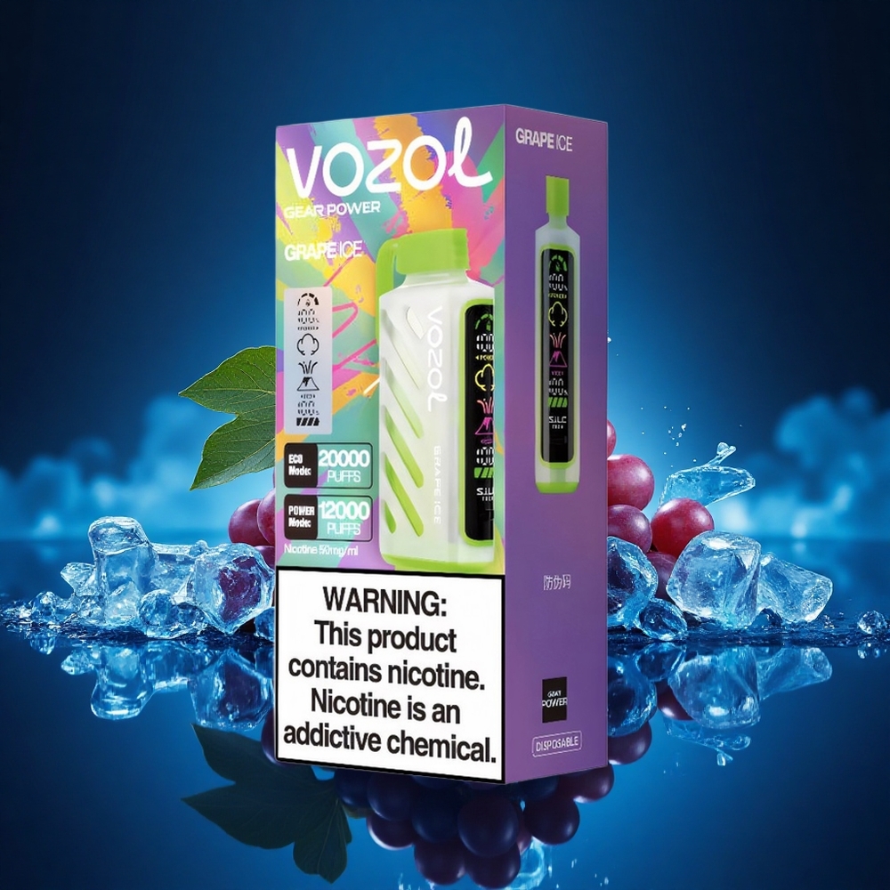 VOZOL Gear Power 20000 Puffs Hielo de Uva con Doble Malla y 20mL