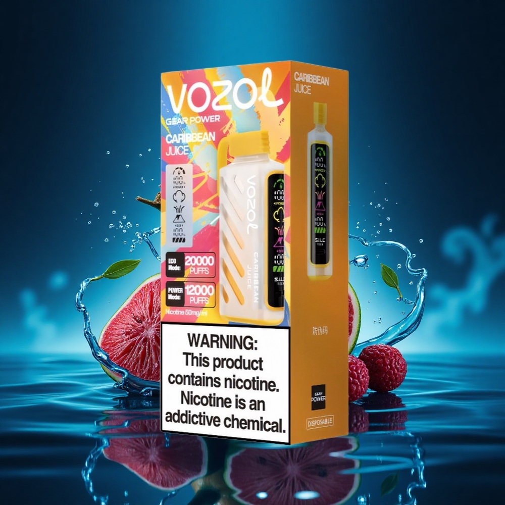 VOZOL Gear Power 20000 Puffs Jugo Caribeño con Tecnología S.i.L.C. y Doble Malla