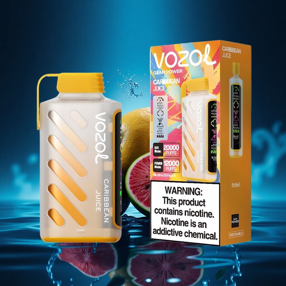 VOZOL Gear Power 20000 Puffs Jugo Caribeño con Tecnología S.i.L.C. y Doble Malla