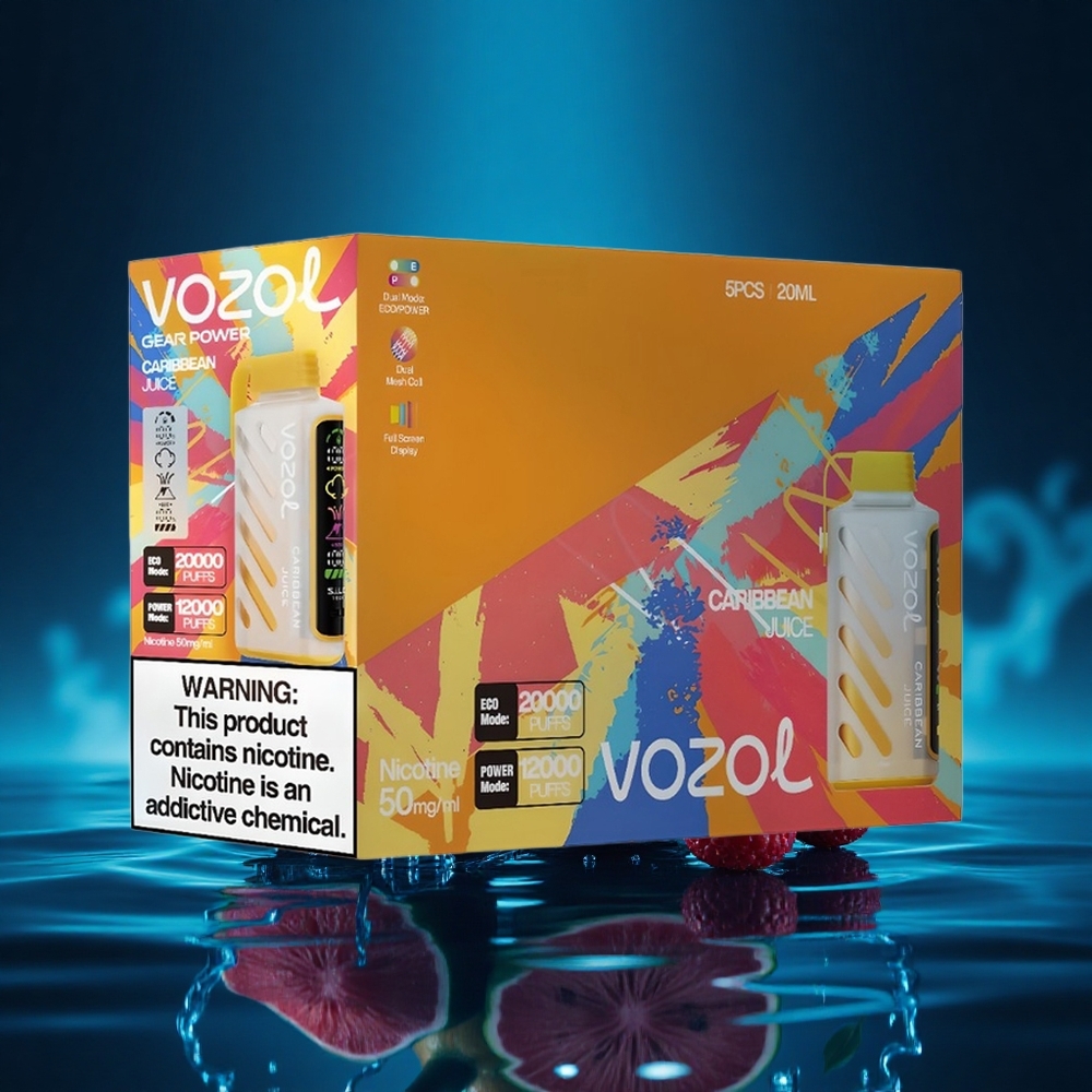 VOZOL Gear Power 20000 Puffs Jugo Caribeño con Tecnología S.i.L.C. y Doble Malla