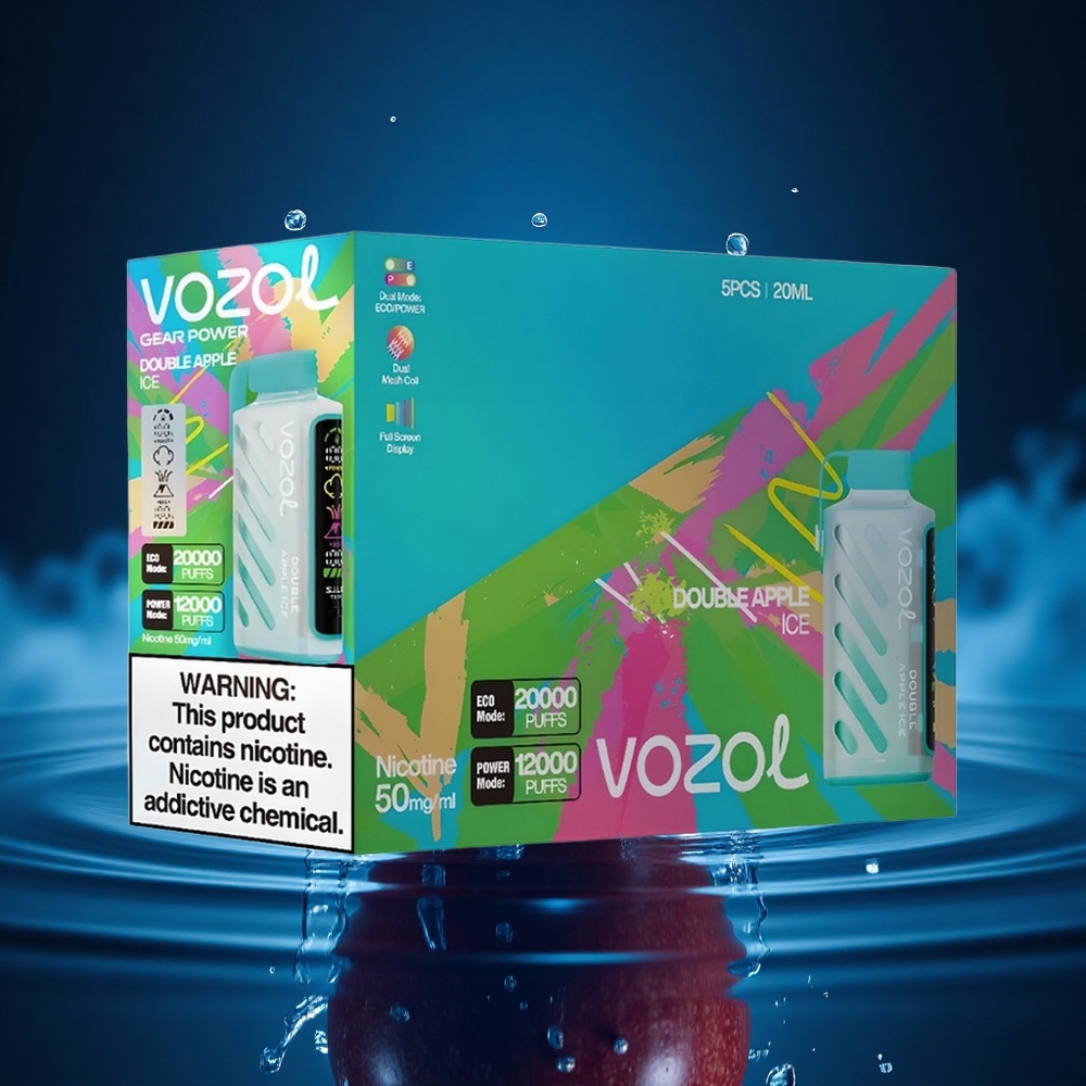 VOZOL Gear Power 20000 Puffs Manzana Doble Hielo con Dual Mesh y 20mL