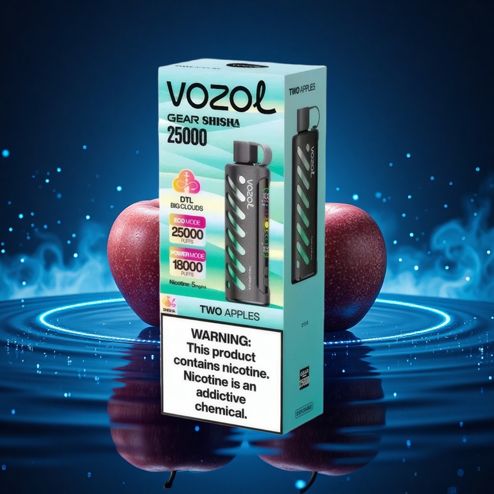 VOZOL Gear Shisha 25000 Puffs Dos Manzanas con Dual Mesh y 5mg/ml