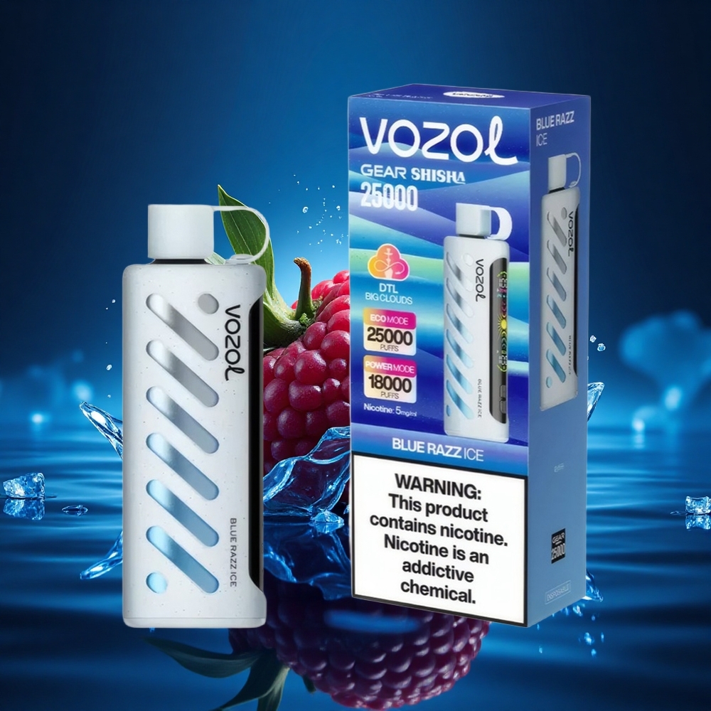 VOZOL Gear Shisha 25000 Puffs Helado de Frambuesa Azul con Dual Mesh y 5mg/ml