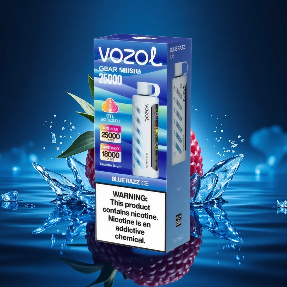 VOZOL Gear Shisha 25000 Puffs Helado de Frambuesa Azul con Dual Mesh y 5mg/ml