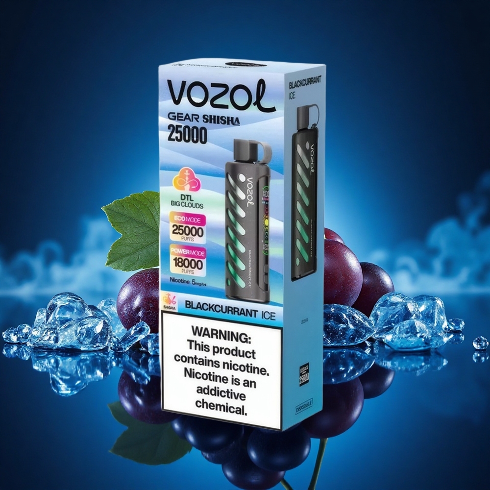 VOZOL Gear Shisha 25000 Puffs Helado de Grosella Negra con Doble Malla y 5mg