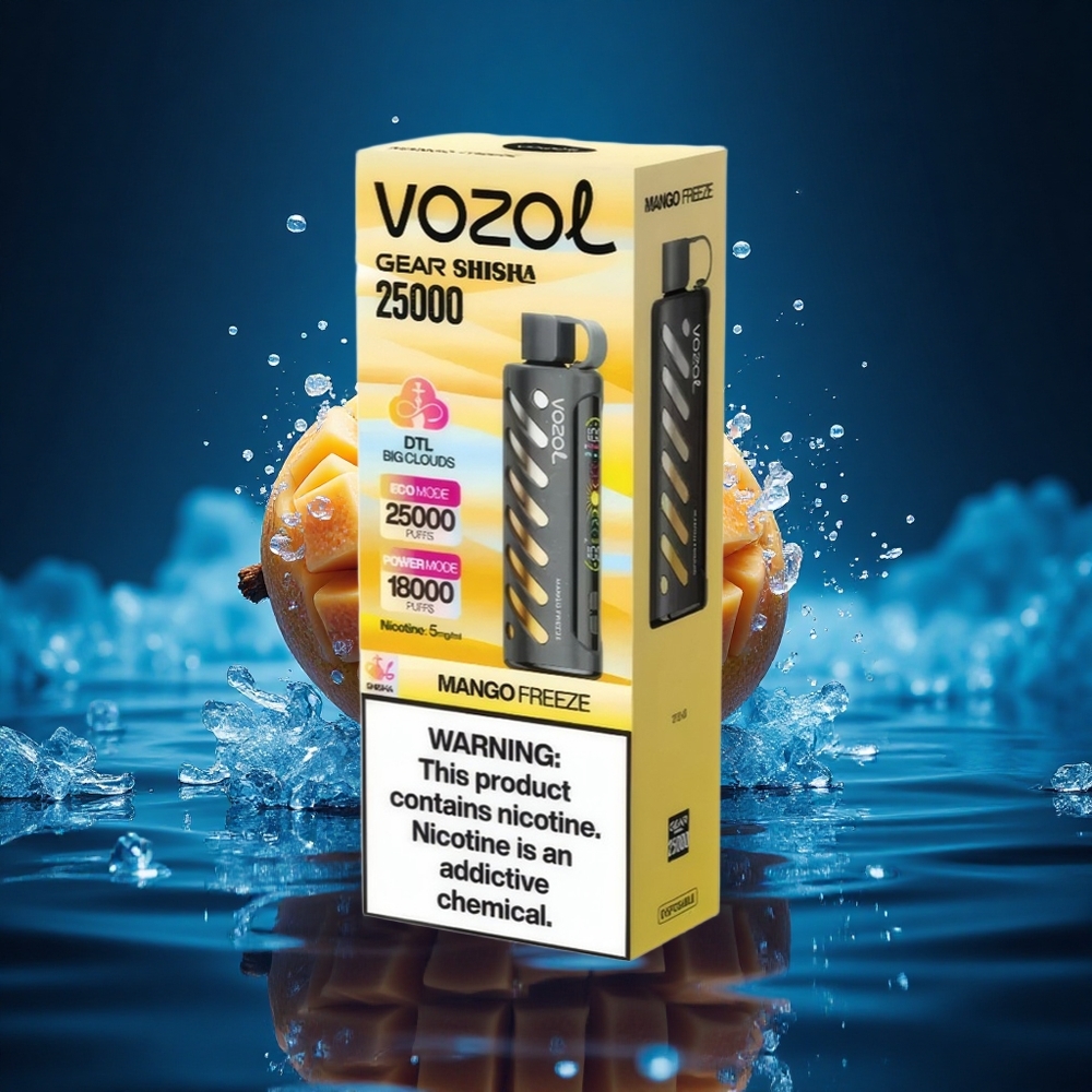 VOZOL Gear Shisha 25000 Puffs Mango Freeze con 30 Sabores y Dual Mesh