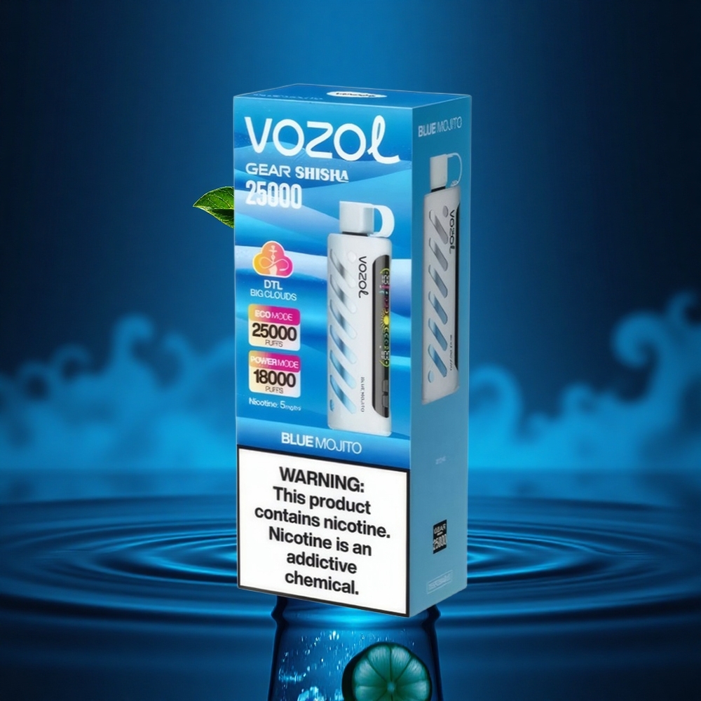 VOZOL Gear Shisha 25000 Puffs Mojito Azul con Chip Inteligente y Doble Malla