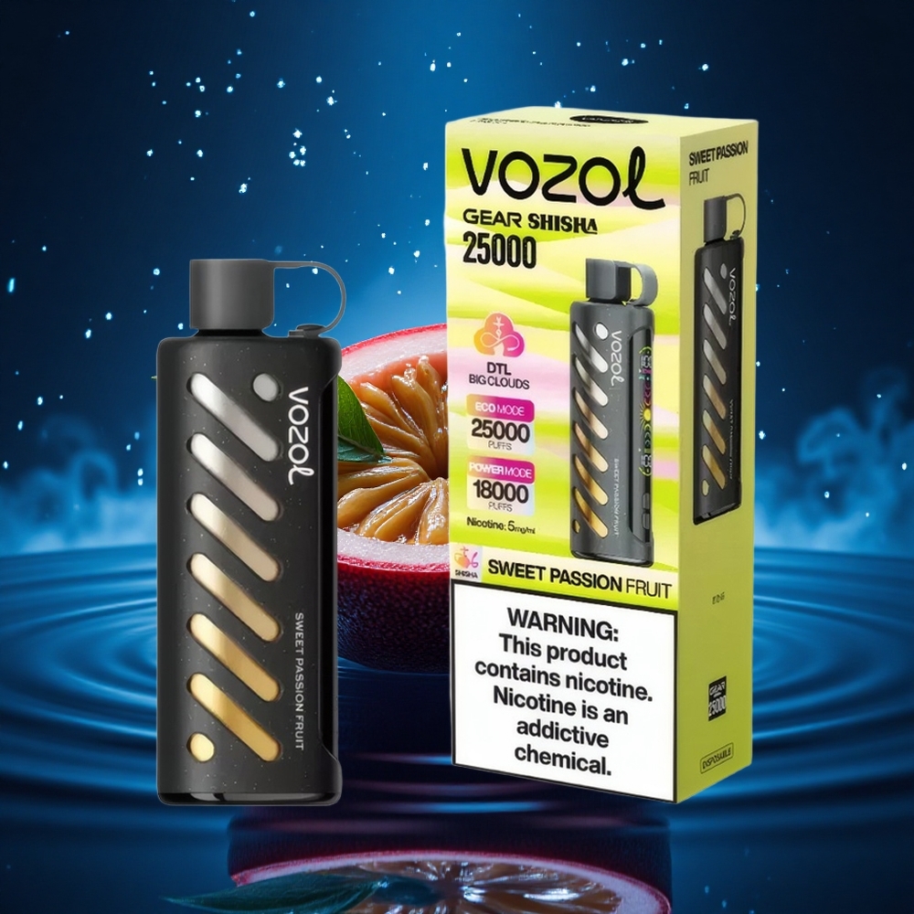 VOZOL Gear Shisha 25000 Puffs Pasión Frutal Dulce con Doble Malla y 5mg/ml