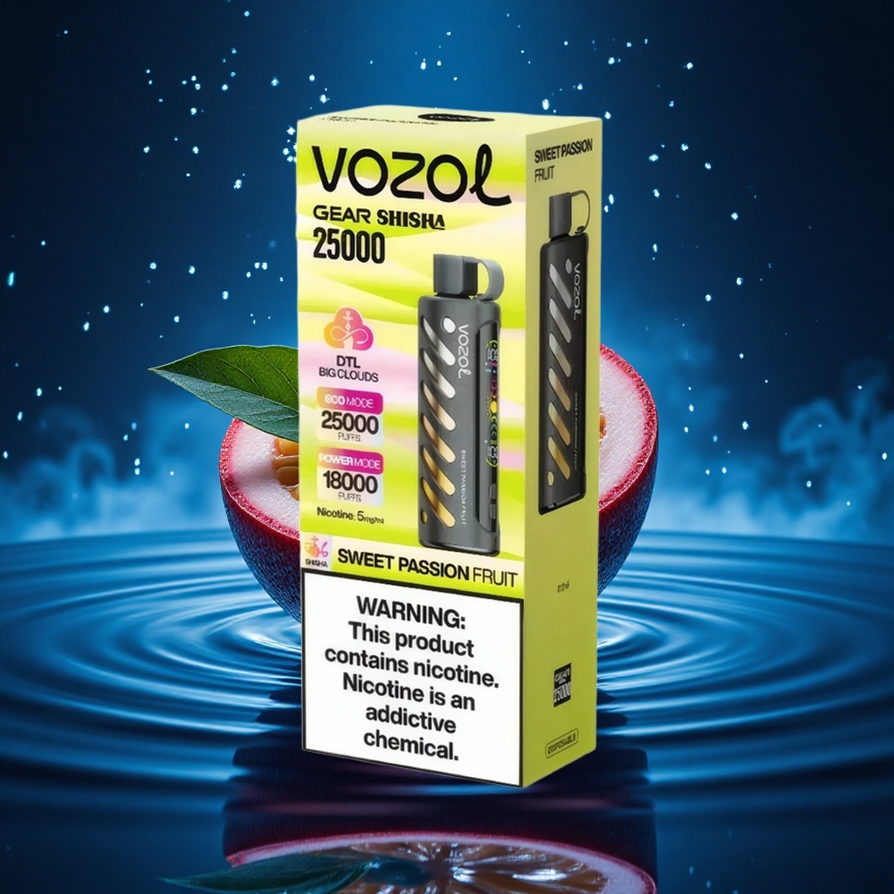 VOZOL Gear Shisha 25000 Puffs Pasión Frutal Dulce con Doble Malla y 5mg/ml