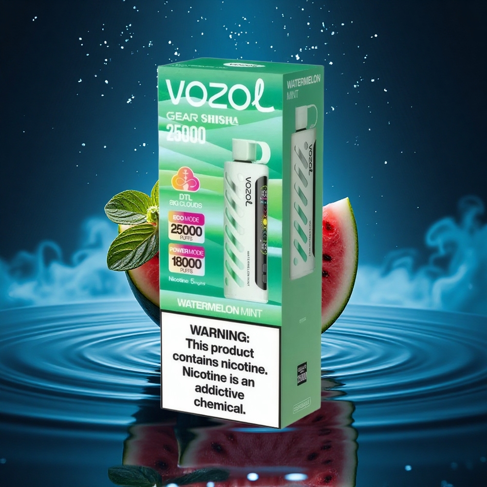 VOZOL Gear Shisha 25000 Puffs Sandía Menta con S.i.L.C Tech y Doble Malla