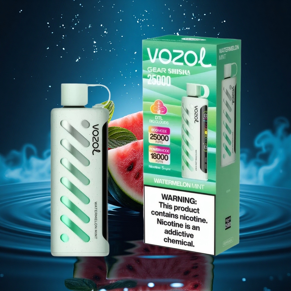 VOZOL Gear Shisha 25000 Puffs Sandía Menta con S.i.L.C Tech y Doble Malla